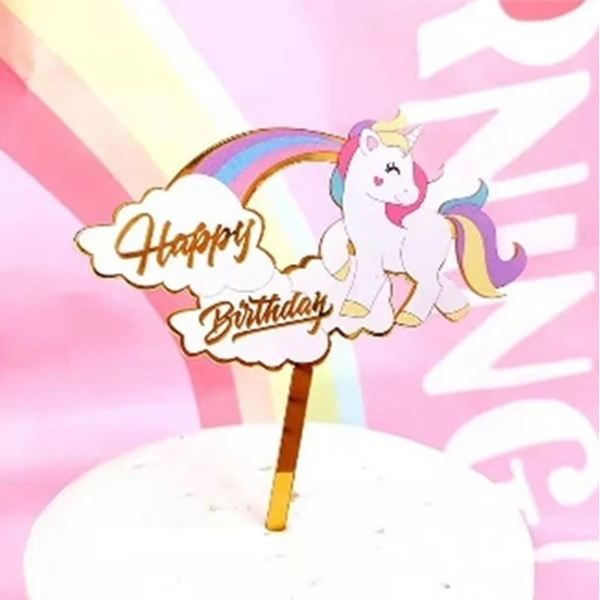 Cake Topper Dekorasi Kue Ulang Tahun Ultah Happy Birthday Big Unicorn