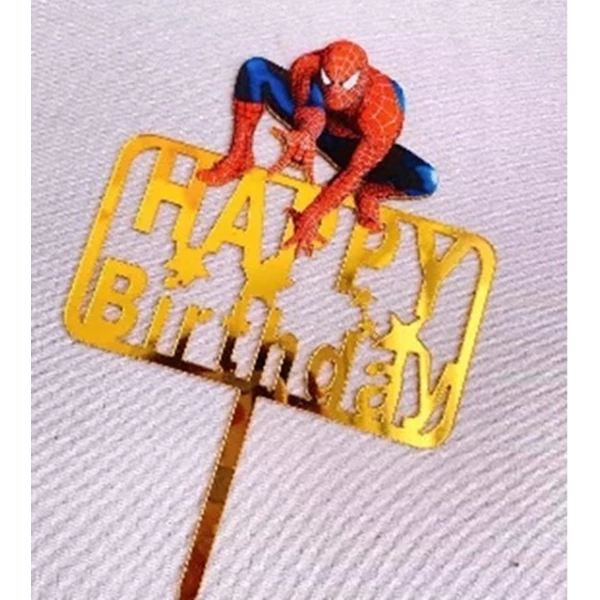 Cake Topper Dekorasi Kue Ulang Tahun Ultah Happy Birthday Spiderman