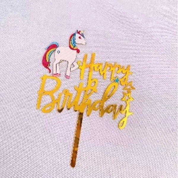Cake Topper Dekorasi Kue Ulang Tahun Ultah Tart Happy Birthday Unicorn