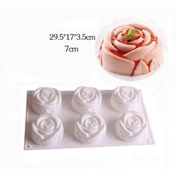 Cetakan Silicone Coklat Cake Puding Es Tahan Panas Silikon Mini Rose